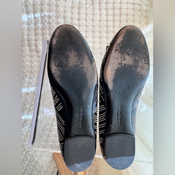Salvatore Ferragamo Black Flats with Silver Accents - Picture 3 of 7